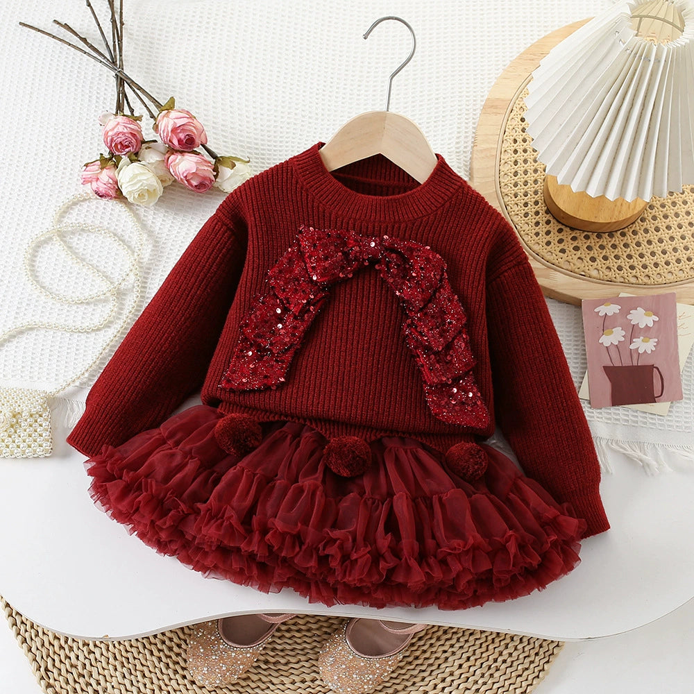 Children's Set with Sequins and Tulle Skirt