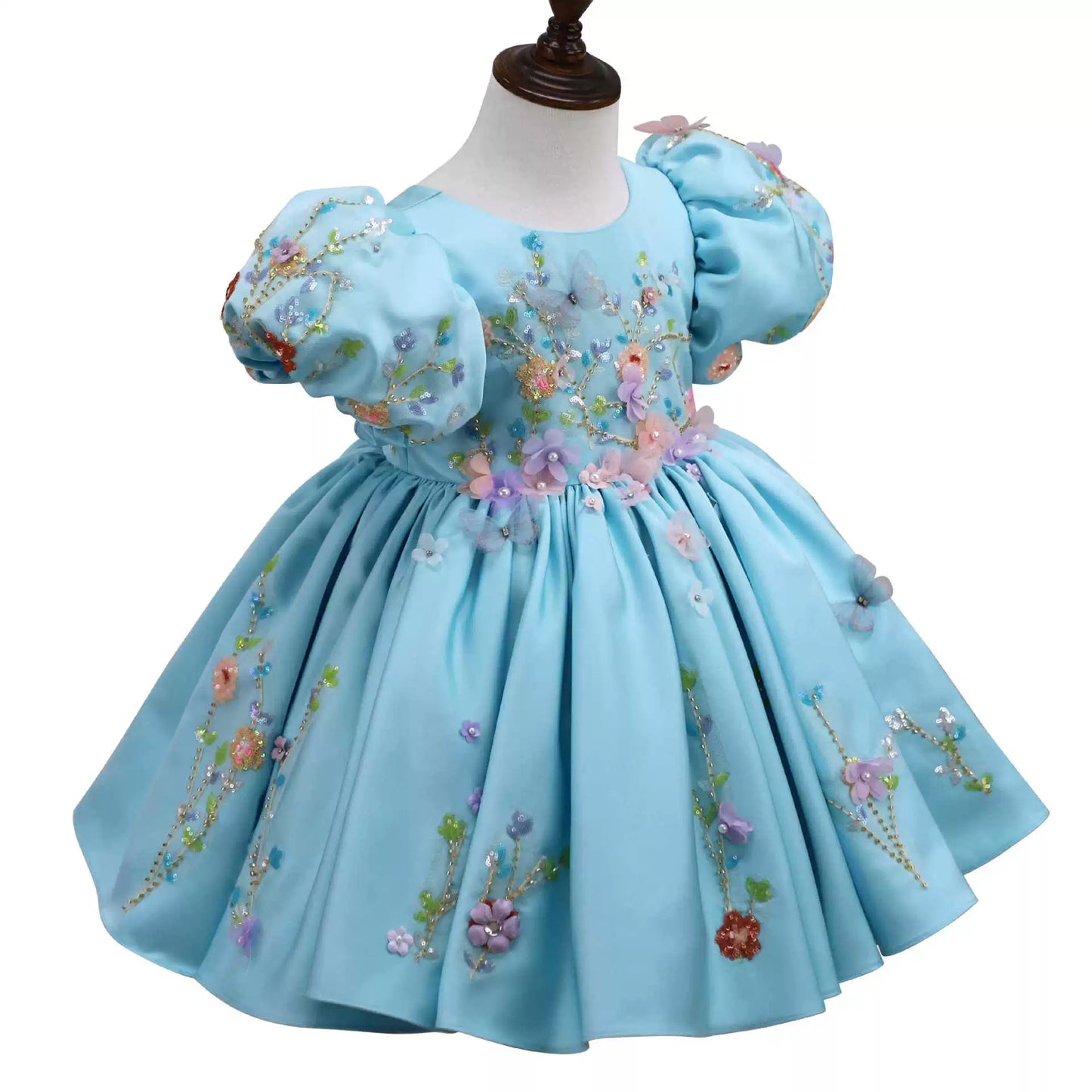 Blue Floral Party Dress