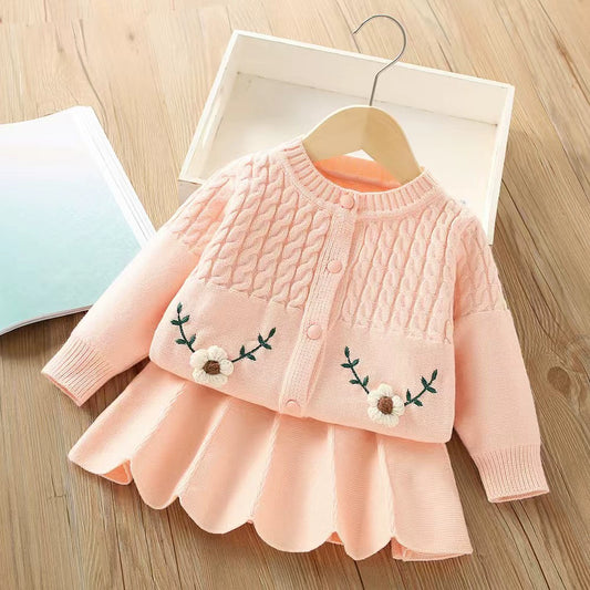 Girls' Flower Knit Set
