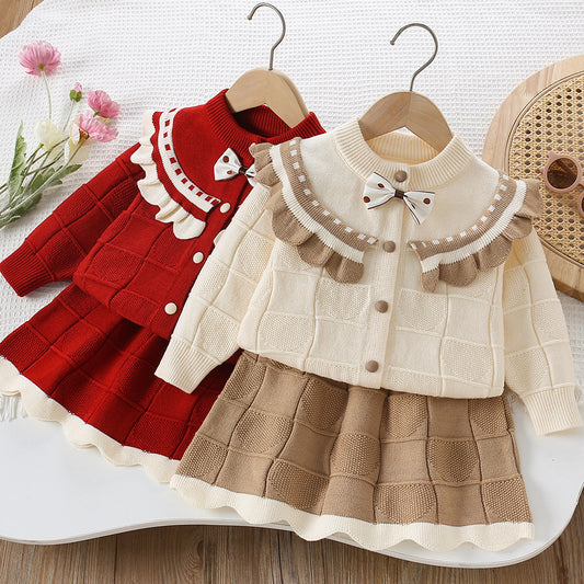 Girls' Knitted Set with Bow Detail by Mussi