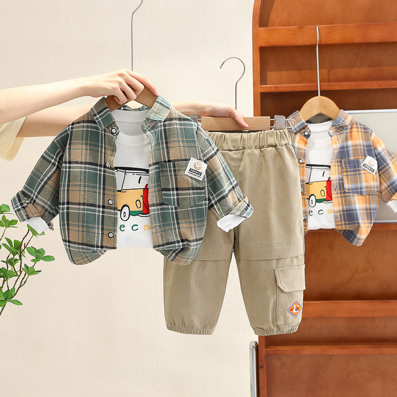 Conjunto de 3 piezas a cuadros para niño 