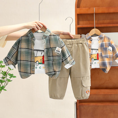 Conjunto de 3 piezas a cuadros para niño 