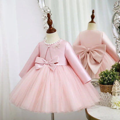 Children's Party Dress with Bow and Pearls