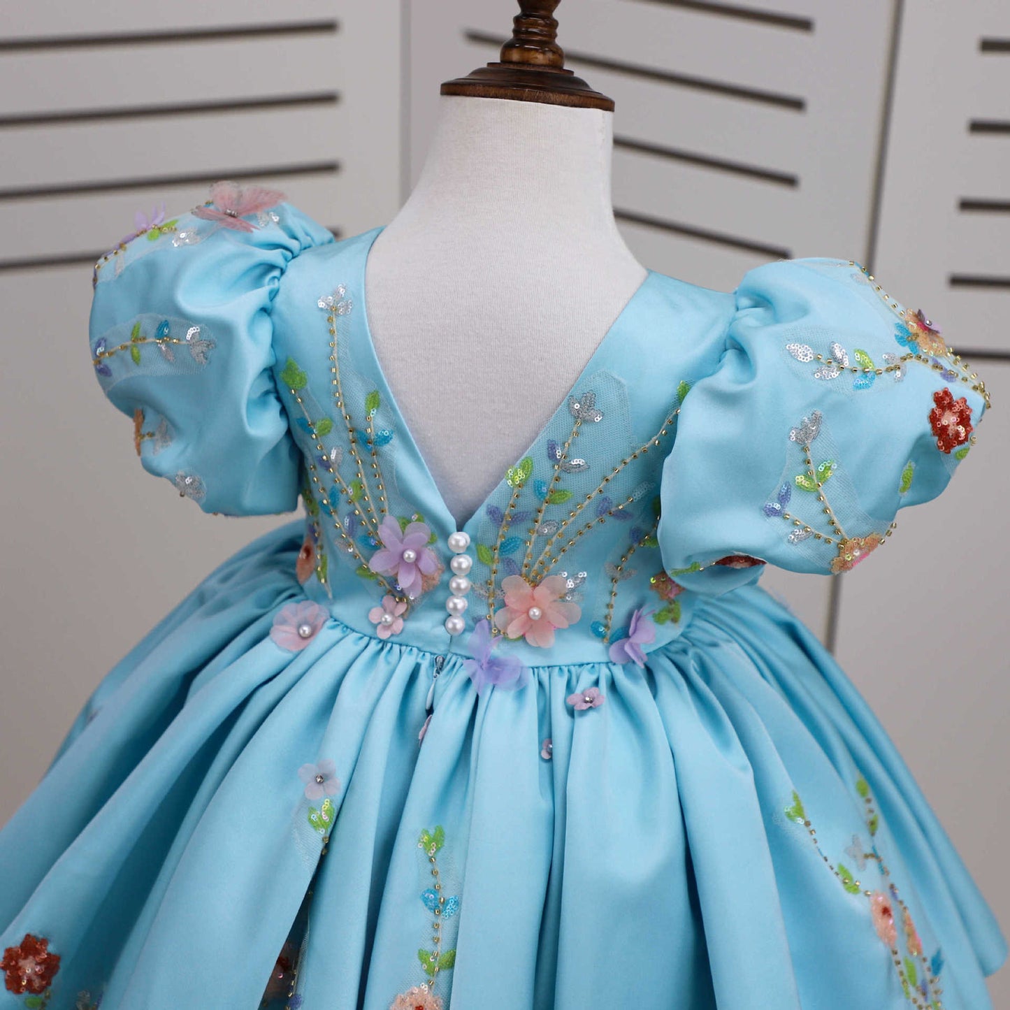Blue Floral Party Dress
