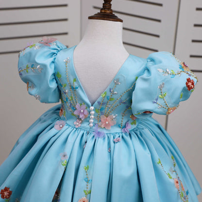 Blue Floral Party Dress