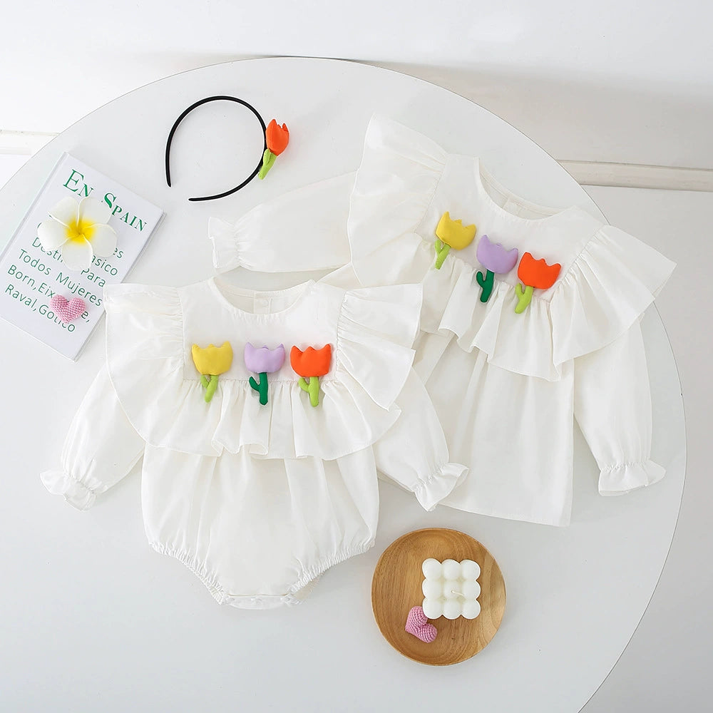 Body/ Dress for Children with Colorful Little Flowers