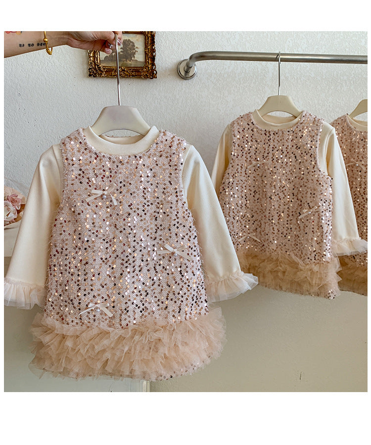 Shiny Children's Dress with Bows