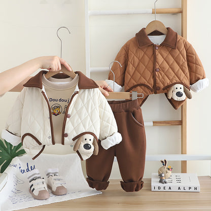 Boys' 3-Piece Set with Puppy Design
