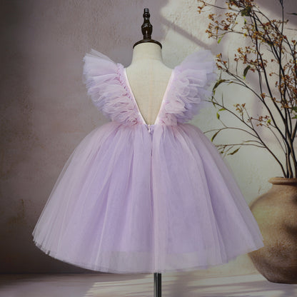 Children's Party Dress with Floral Flamingo Print