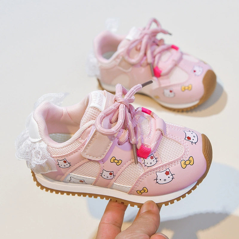 Kids' Sneakers with Cute Kitten and Bow