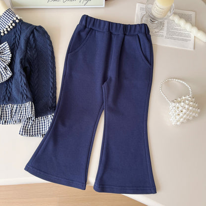 Girls' Checkered Outfit with Bow