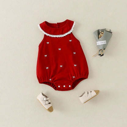 Red Girls' Bodysuit with Bows