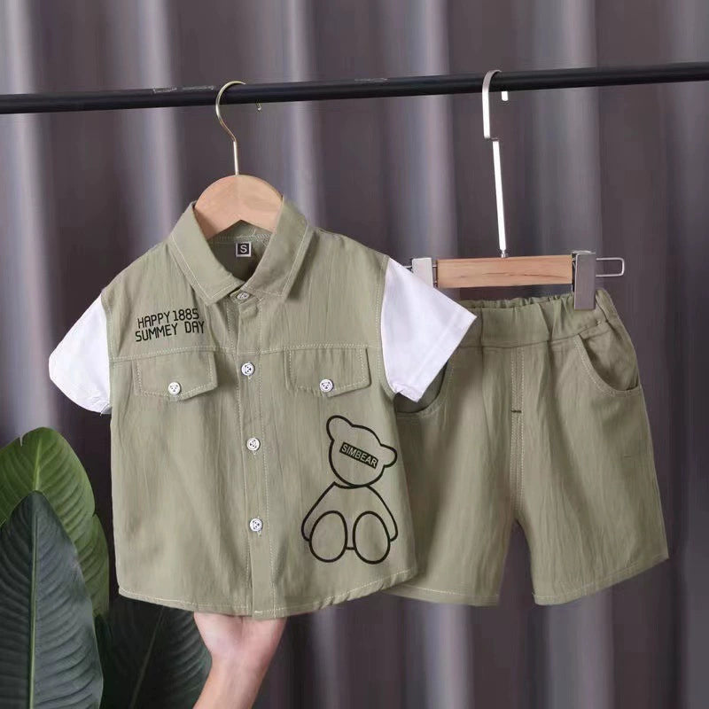 Boys' Set with Pockets and Bear Design
