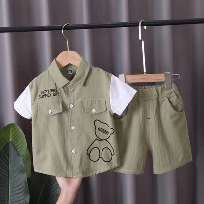 Boys' Set with Pockets and Bear Design