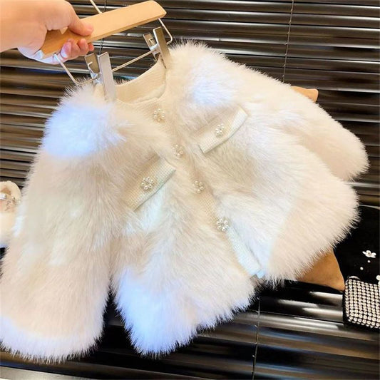 Children's Plush Jacket with Pearls