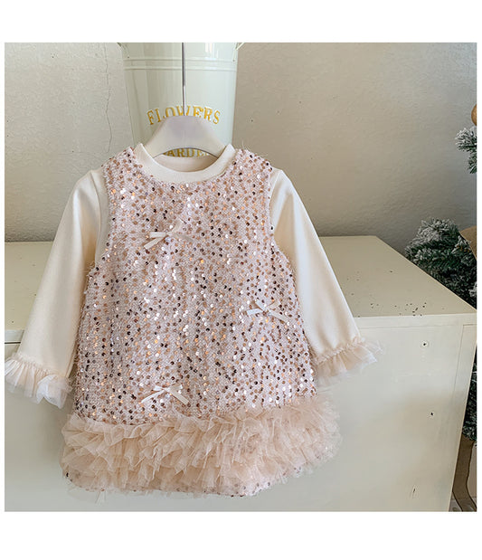 Shiny Children's Dress with Bows