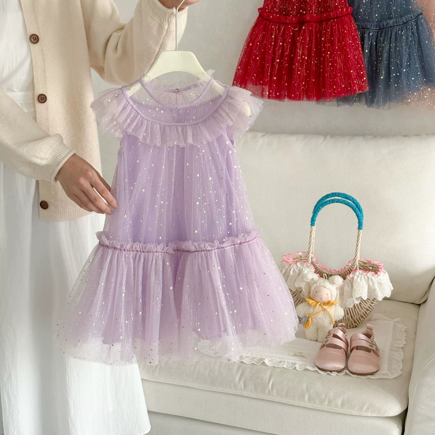 Girls' Tulle Dress with Small Stars
