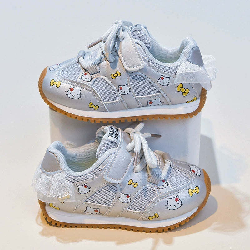 Kids' Sneakers with Cute Kitten and Bow
