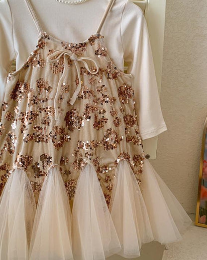 Vestido infantil de lentejuelas y tul 