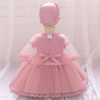 Luxury Children's Dress with Flower Embroidery