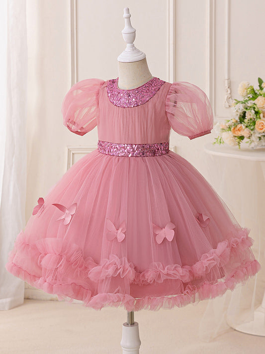 Pink Sparkly Butterfly Party Dress