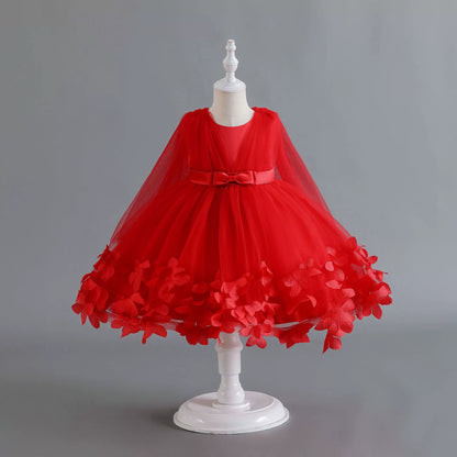 Vestido de fiesta infantil con flores de tul 