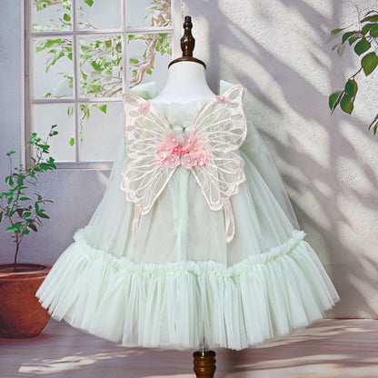 Girls' Tulle Dress with Flowers and Wings
