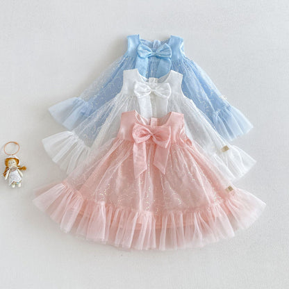 Children's Dress in Sparkly Tulle with Bow
