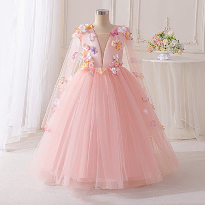 Children's Flower Tulle Party Dress