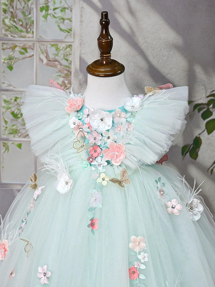 Enchanted Green Floral Party Dress
