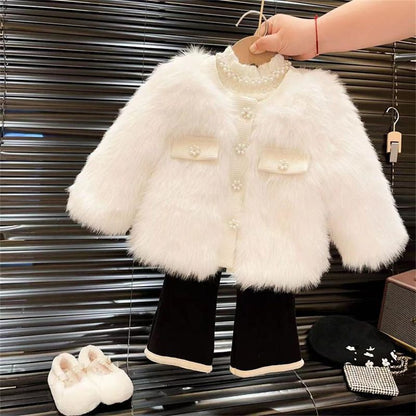 Children's Plush Jacket with Pearls