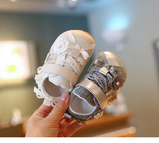 Children's Sneakers with Little Flowers and Bows