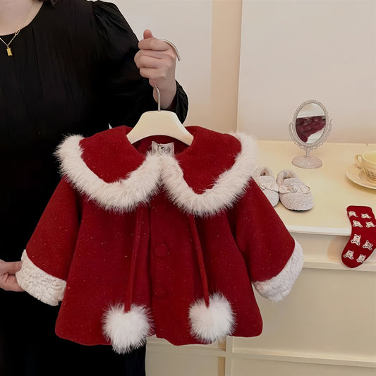 Red Girls' Furry Coat