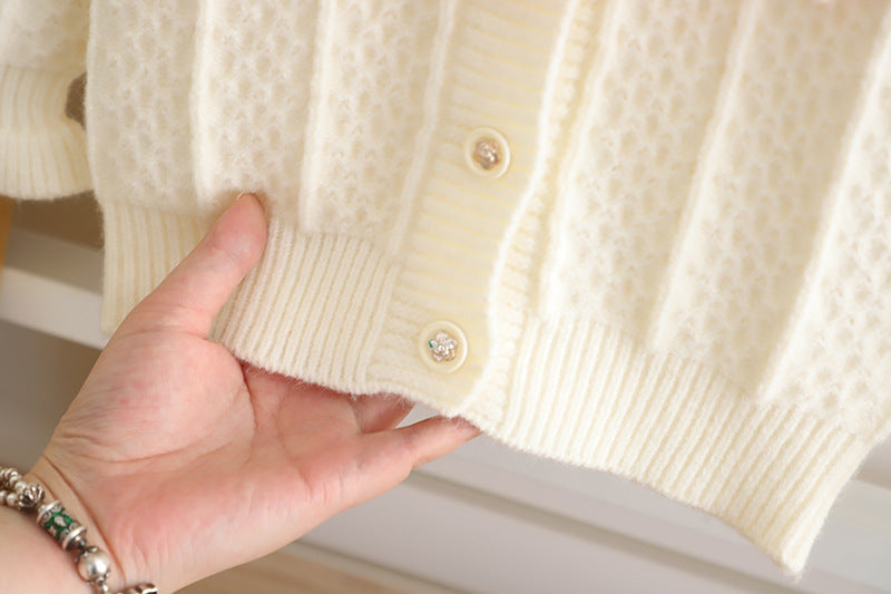 Children's Knitted Set with Bow and Flower