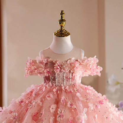 Children's Pink Flower Party Dress