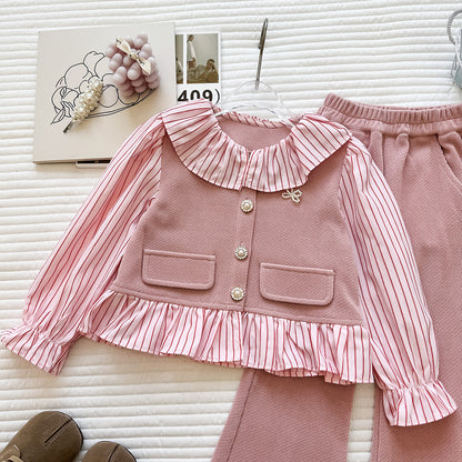Children's Set with Ruffles and Pearl Buttons