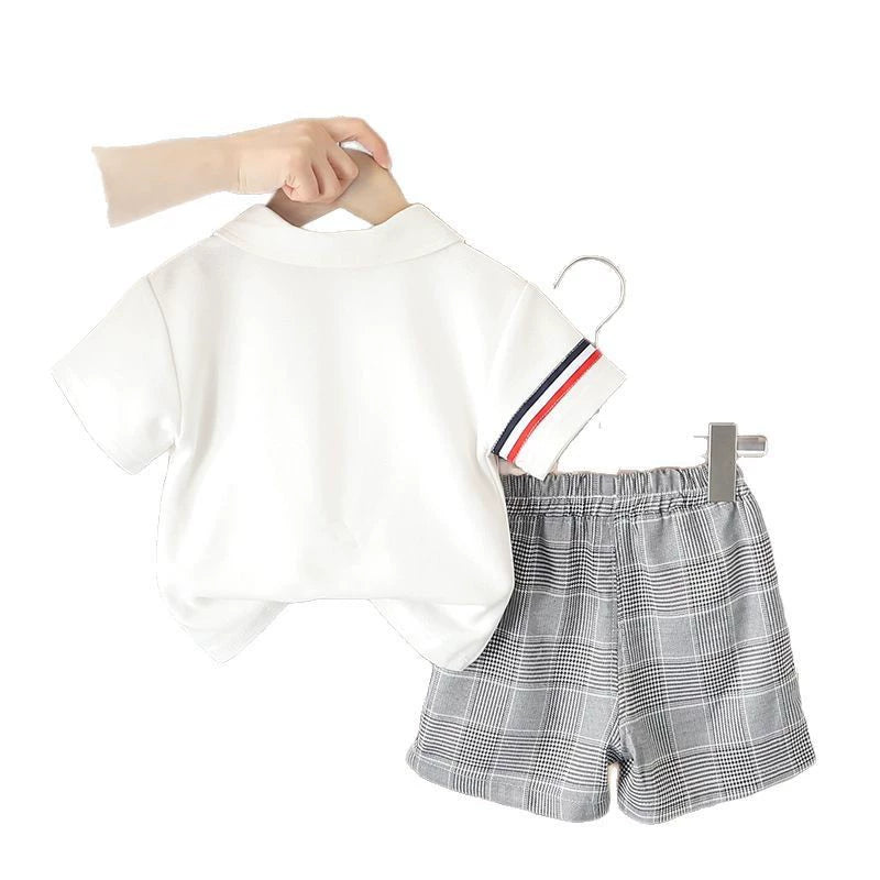 Boys' Polo Shirt Set with Puppy Design