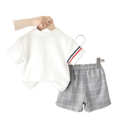 Boys' Polo Shirt Set with Puppy Design