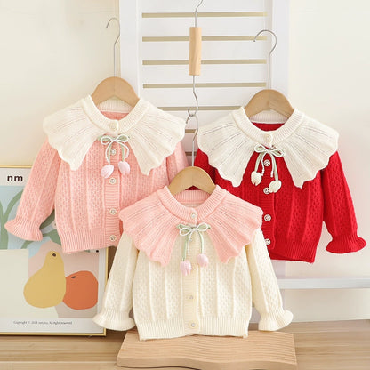 Children's Knitted Set with Bow and Flower