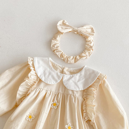Body/ Beige Children's Dress with Little Flowers