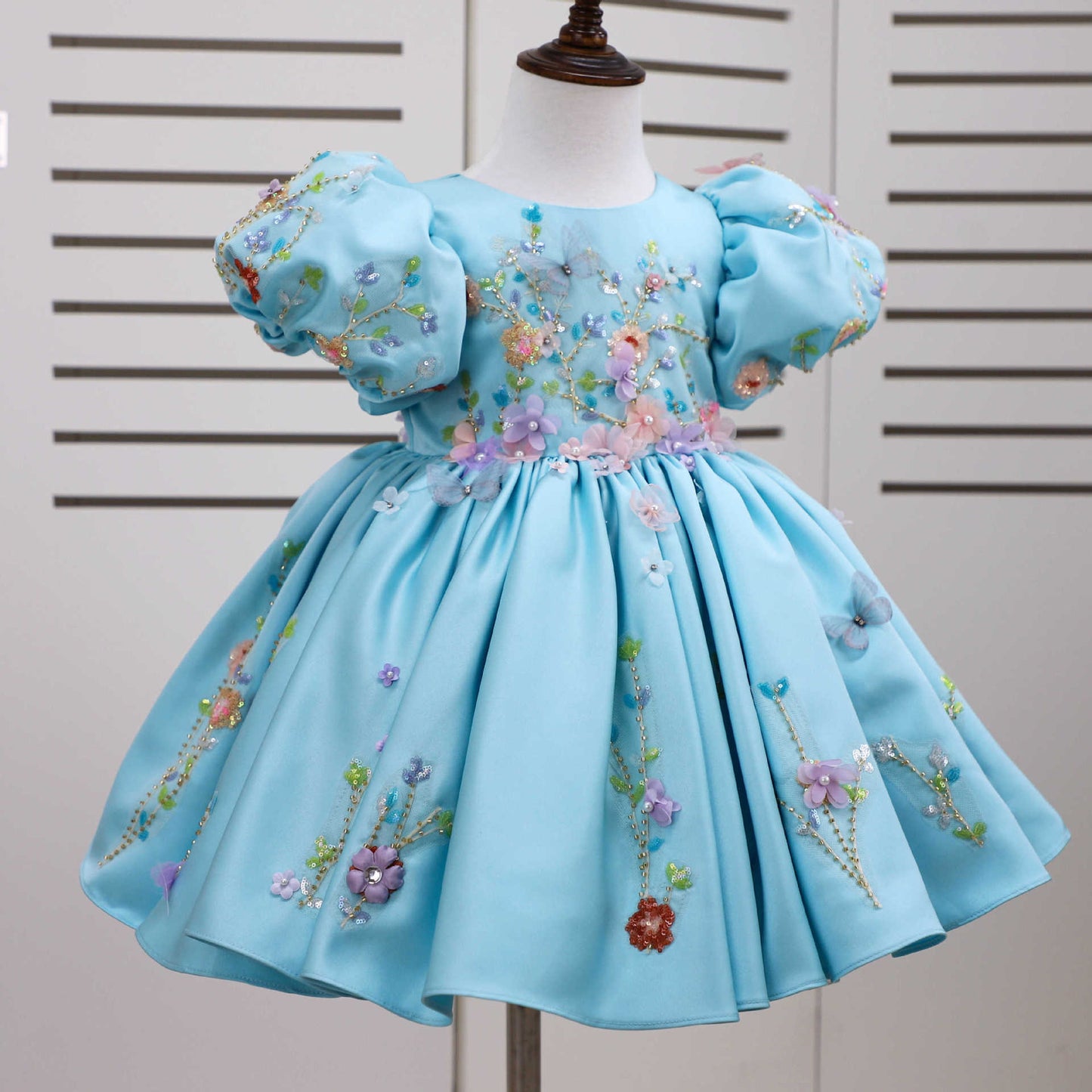 Blue Floral Party Dress
