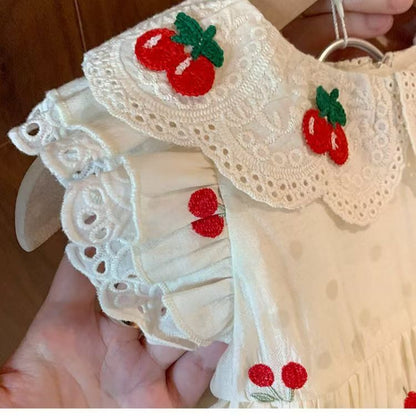 Vestido infantil de encaje de cereza 