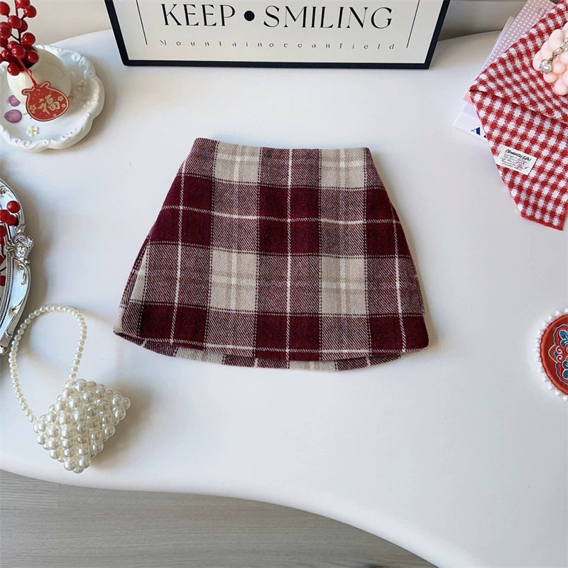 Girls' Checkered Outfit with Bows