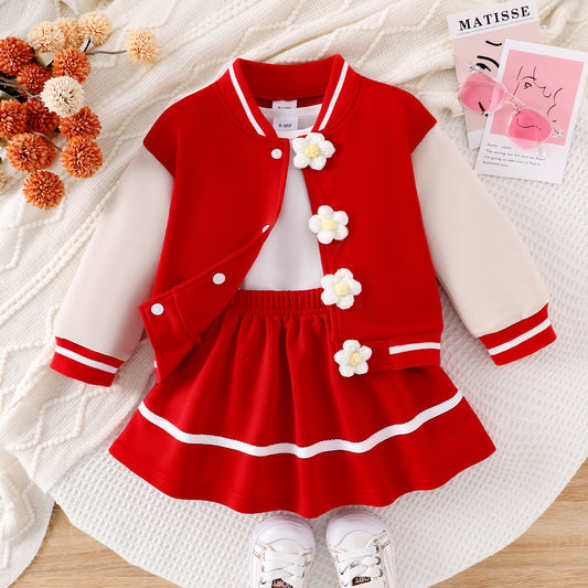 Red Flower Girls' Set