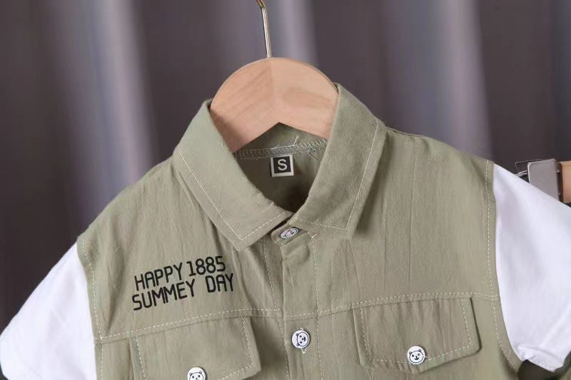 Boys' Set with Pockets and Bear Design