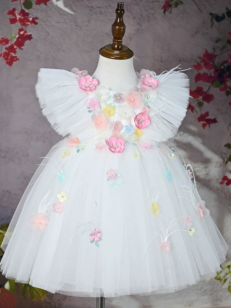 Enchanting Floral White Dress for Girls