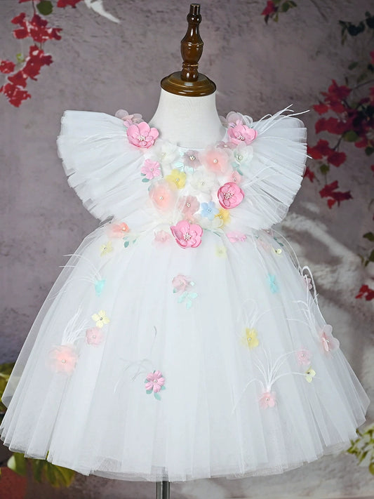Enchanting Floral White Dress for Girls