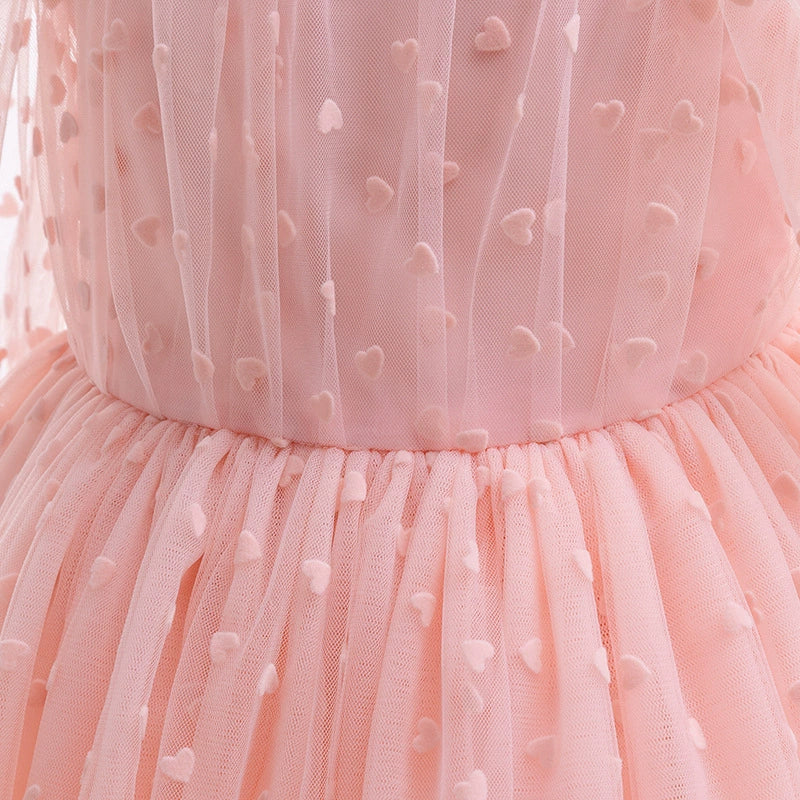Children's Party Dress with Tulle and Little Hearts