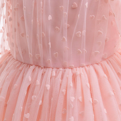 Children's Party Dress with Tulle and Little Hearts