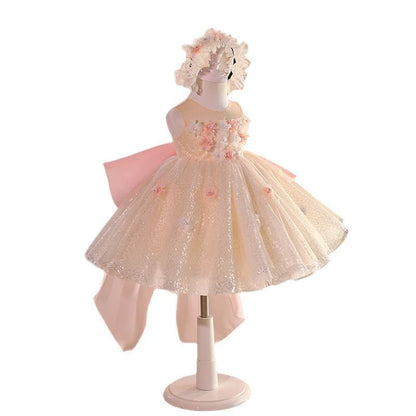 Children's Party Dress with Sparkling Floral Design